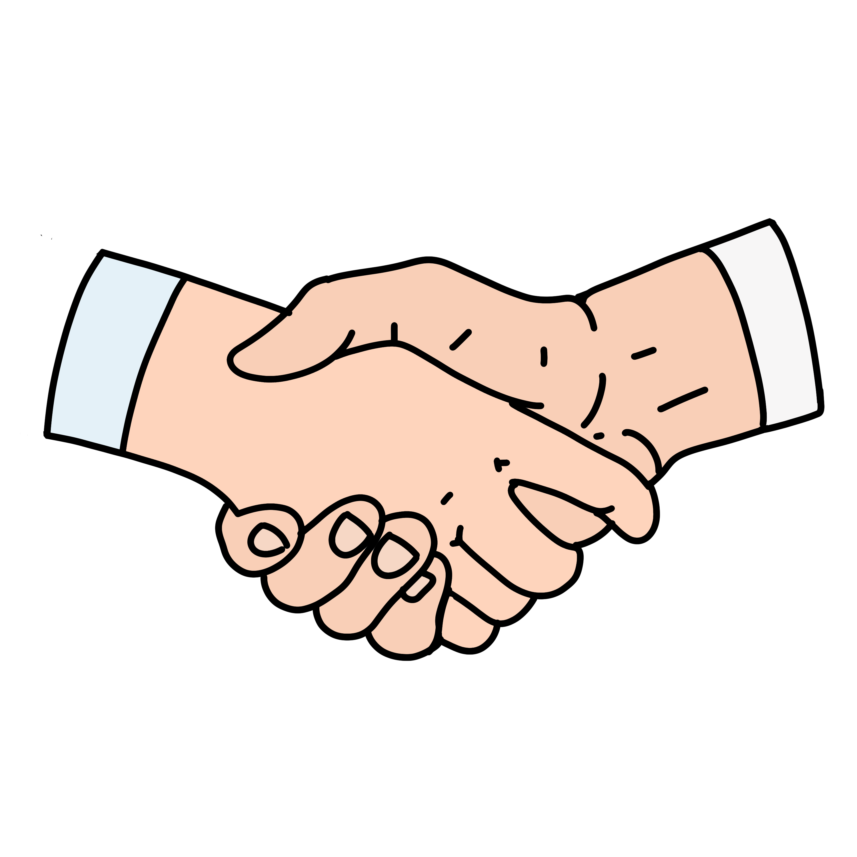 Zwei Menschen geben sich die Hand.