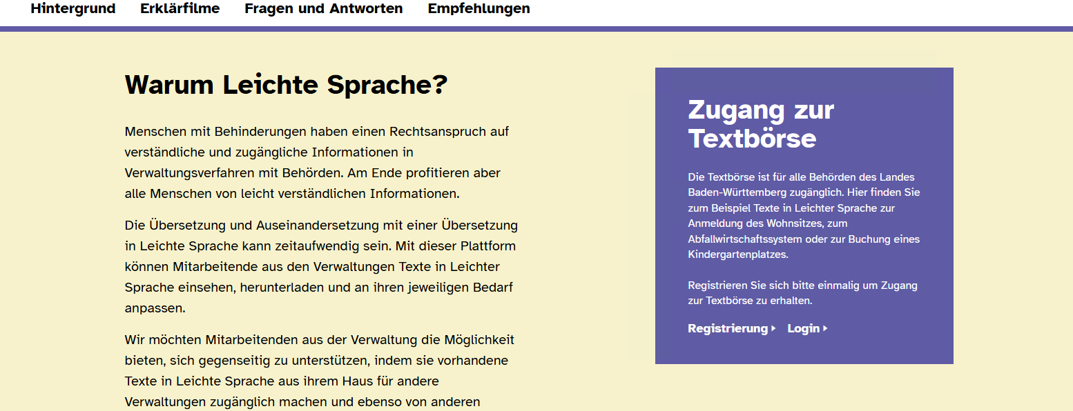 Bild vom Zugang zur Textbörse